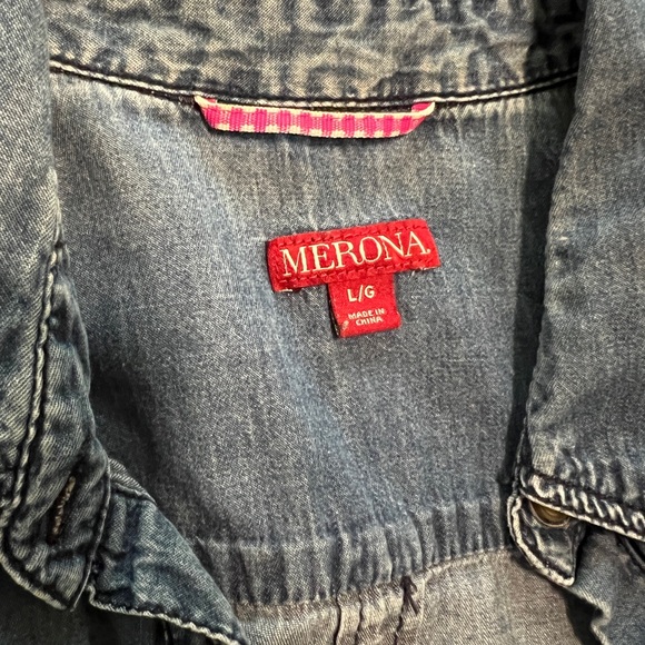Merona - Lighter dark-wash long-sleeve button down denim shirt - size Large - Picture 10 of 12